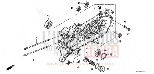 LEFT CRANKCASE NSC50T2F de 2015